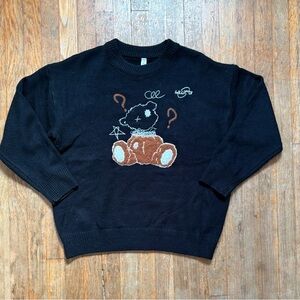 YWFG Black Teddy Bear Sweater ~ Unisex Medium